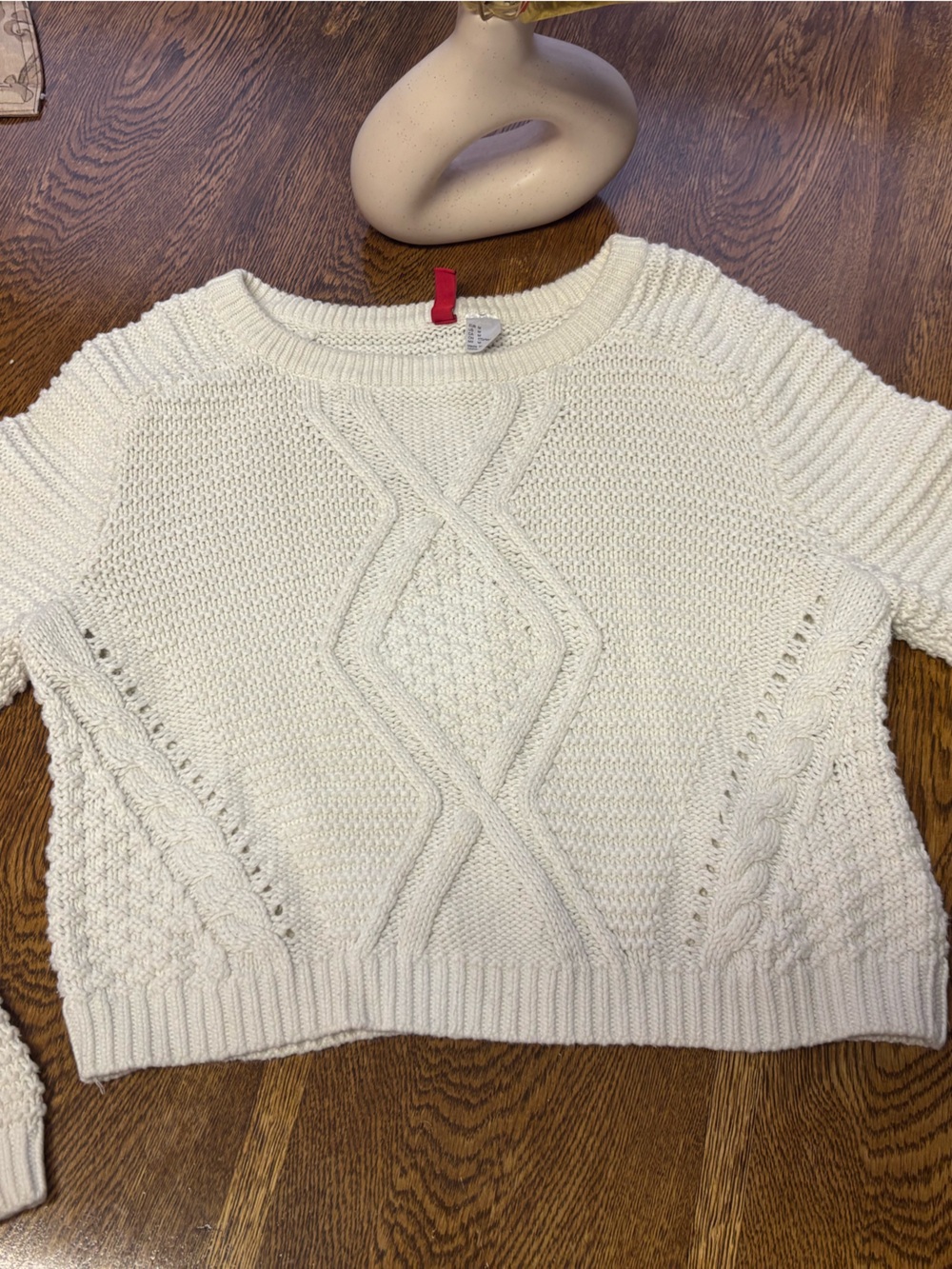 H&M Cream Cable-Knit Crewneck Sweater